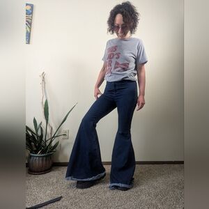 Free People Dark Blue Just Float On Flare Jeans